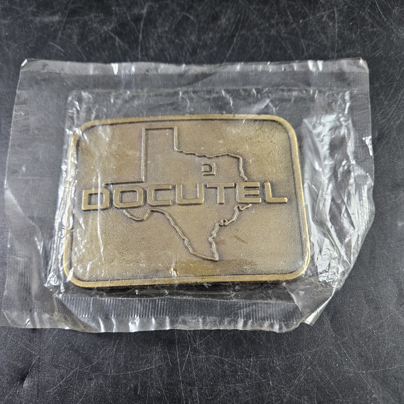 Docutel Belt Buckle w Original Packing Sealed Money Associates Florida Texas VG6
