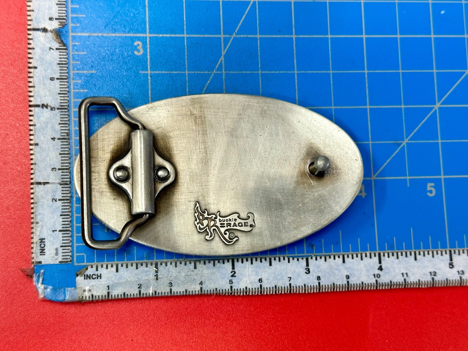 Surfer Riding A Wave Hang 10 Oval Aqua Ocean Sea Blue Color Belt Buckle