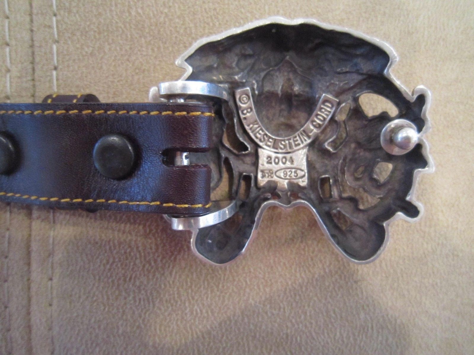 RARE! LIMITED! KIESELSTEIN MEDUSA BELT BUCKLE AND BROWN LEATHER BELT SIZE 2