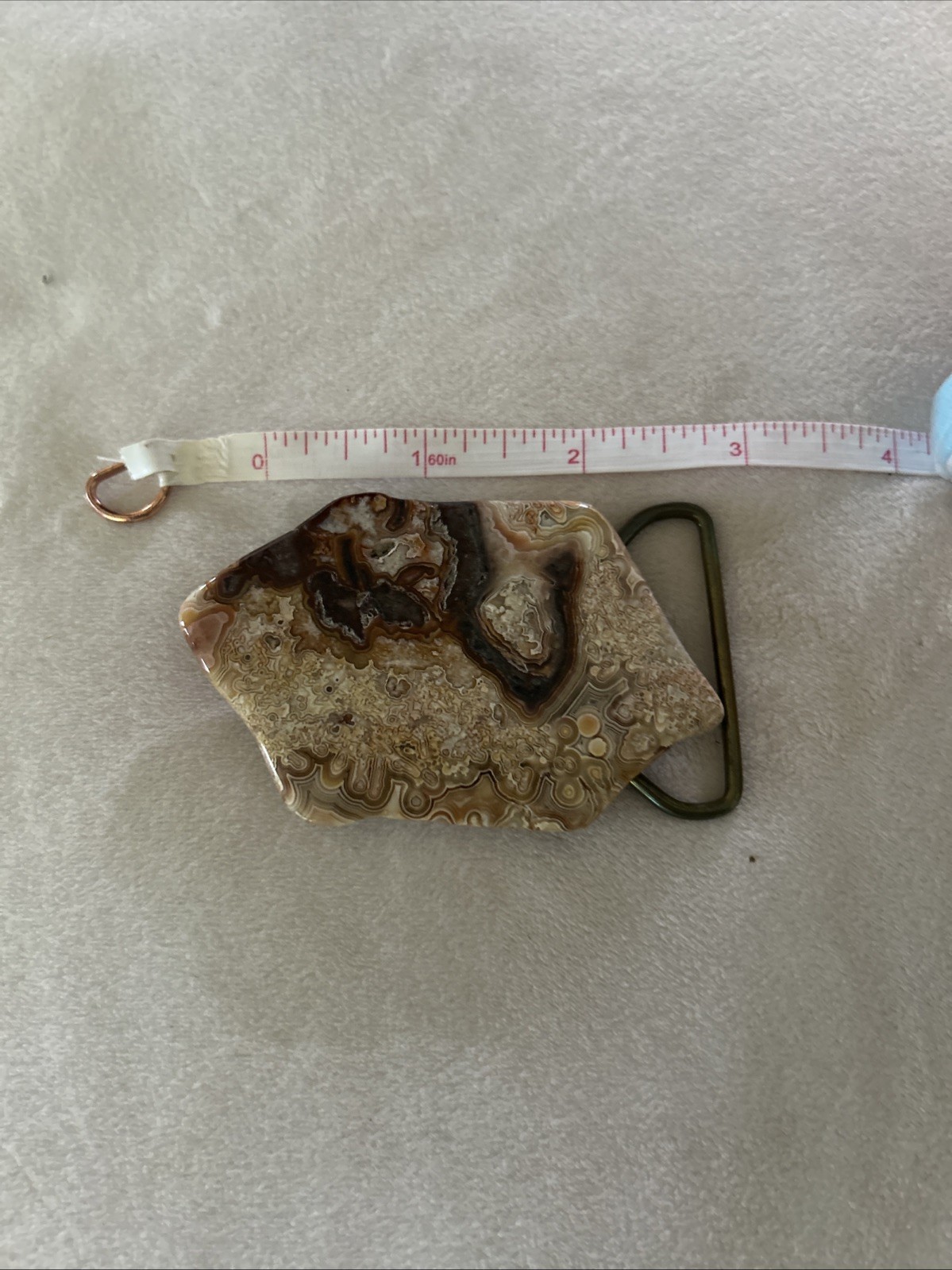 Crazy Lace Agate on Crazy Lace Agate Belt Buckle with Rhinestones – 3&Prime; Wide
