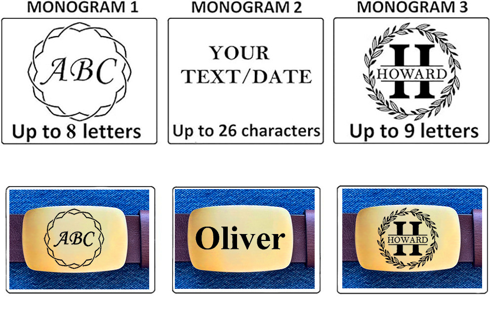 Engraved Solid Brass Belt Buckle Custom Personalized Monogrammed Buckle