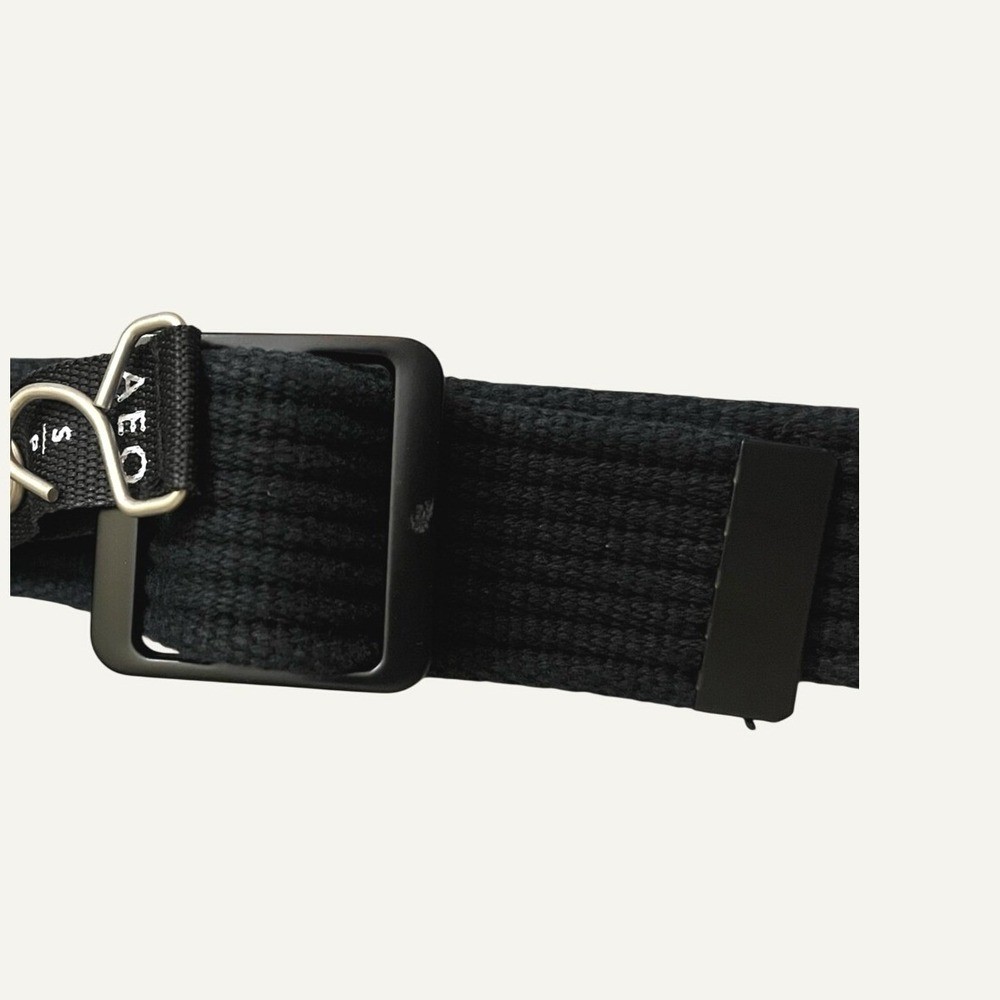 American Eagle Black Adjustable Cotton Web Belt Slider Buckle Mens Small NWT