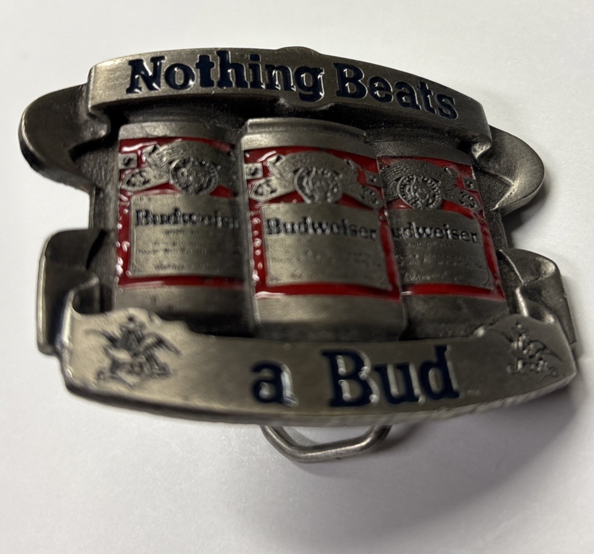 Vintage 1990s « Nothing Beats A Bud » Anheuser-Busch Budweiser Belt Buckle
