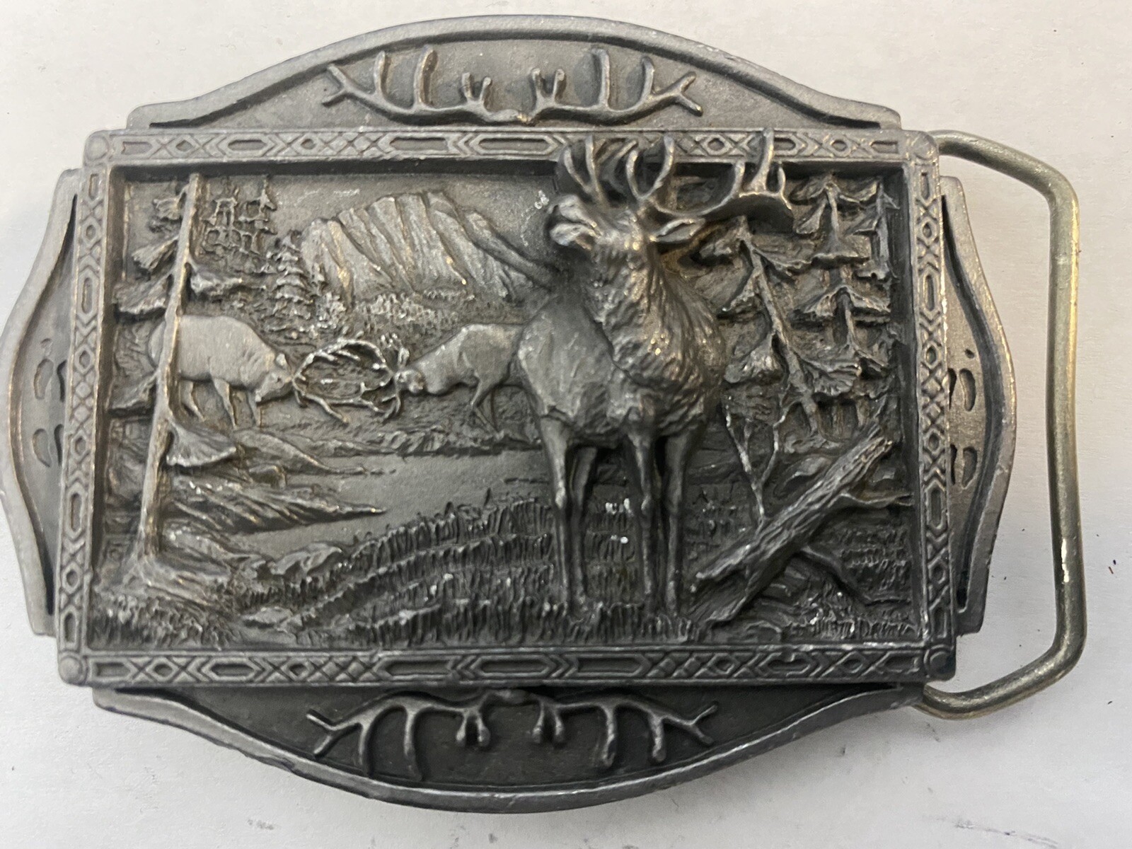 Belt Buckle Vintage Elk Relief Brew City Collectibles Pewter Made In USA