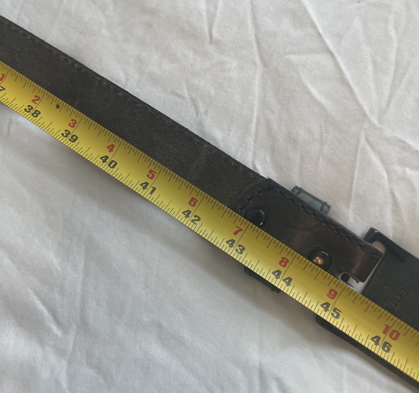 Vintage 70&rsquo;s Langley Bridge Buckle Shrunken Shag Leather Brown Belt 42