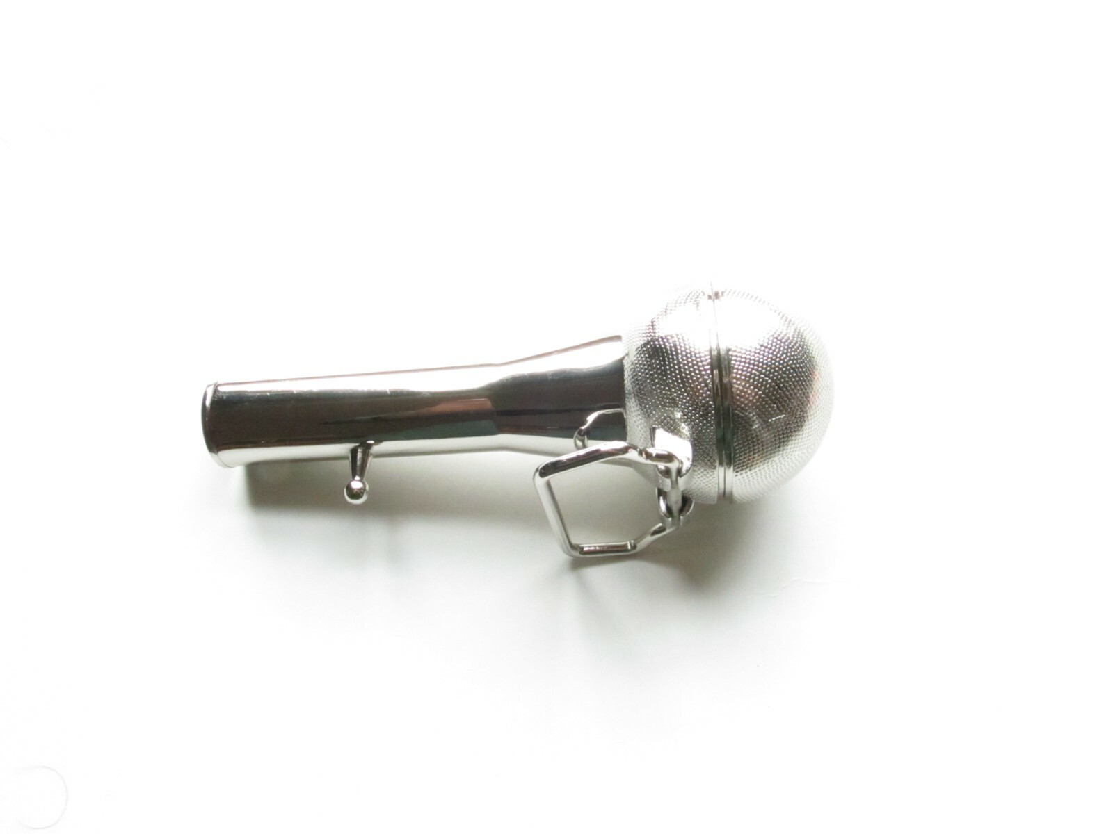 MICROPHONE BELT BUCKLE, ZINC ALLOY, SILVER/CHROME COLOR, 5&Prime; X 2&Prime;, 3D SCULPTED