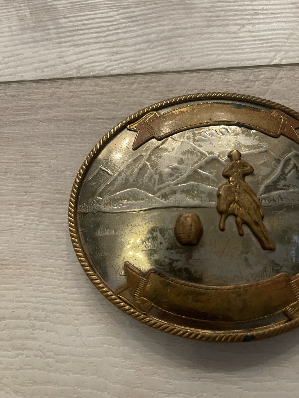 Gorgeous! Vintage German Silver Barrel Race Belt Buckle Cowboy Western Free Ship