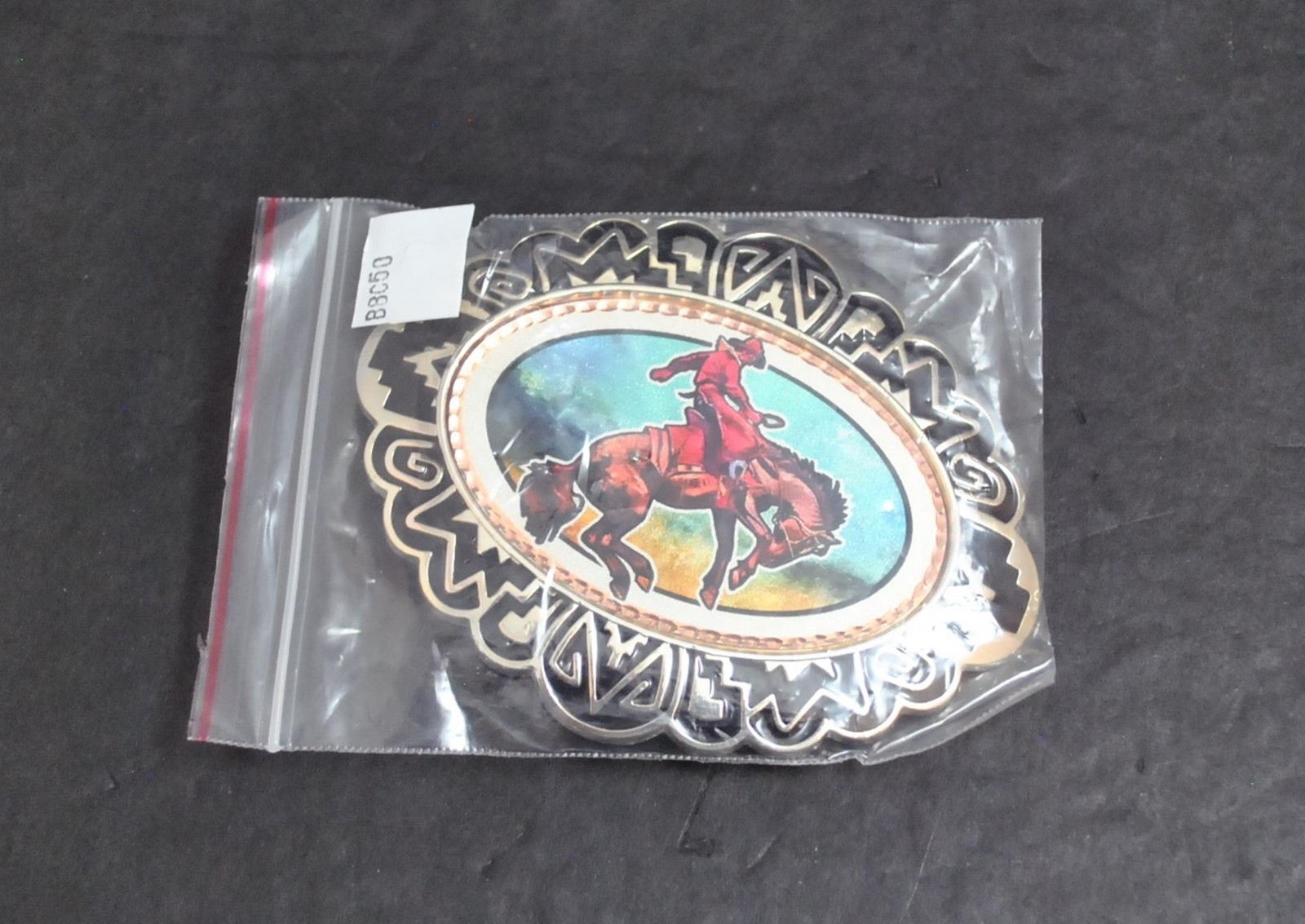 NWOT Horse Cowboy Bucking Bronco Belt Buckle Silver Tone Oxidation Design 4&Prime; G8