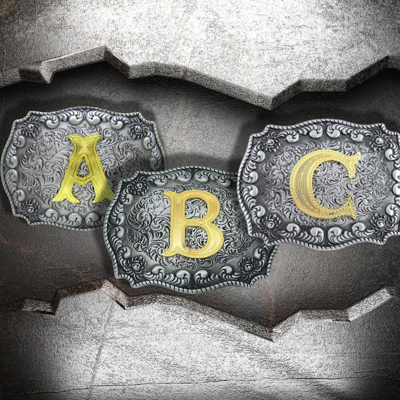 Initial Letters ABCDJST to Z Cowboy Rodeo Large Gold Silver Unisex Belt Buckles