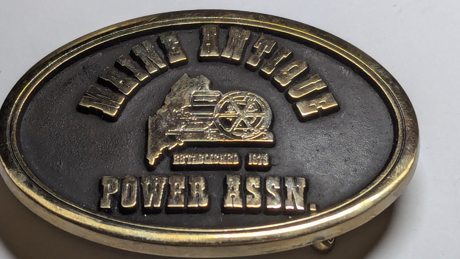 VINTAGE MAINE ANTIQUE POWER ASSN. BELT BUCKLE NORTHWEST BRASS WORKS