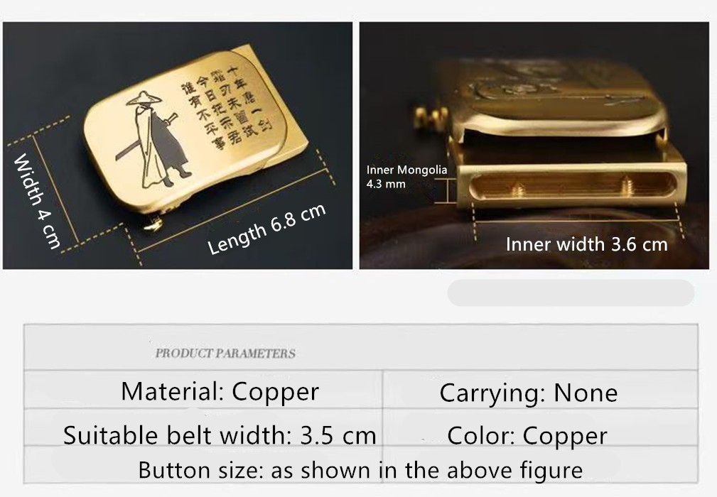 Men&rsquo;s automatic buckle belt buckle head pure copper men&rsquo;s belt head 3.5cm