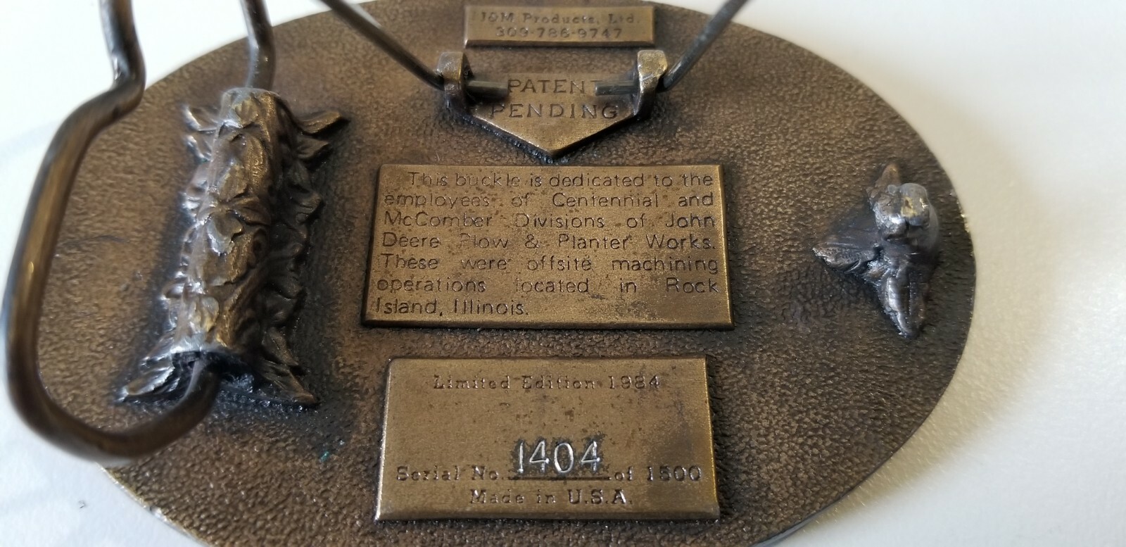 Belt Buckle Limited Edition 1984 plow & Planters Works Centennial Divn