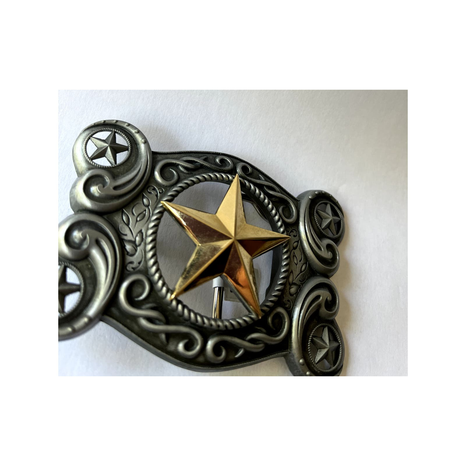 Silver Bronze Star Western Country Belt Buckle Unisex