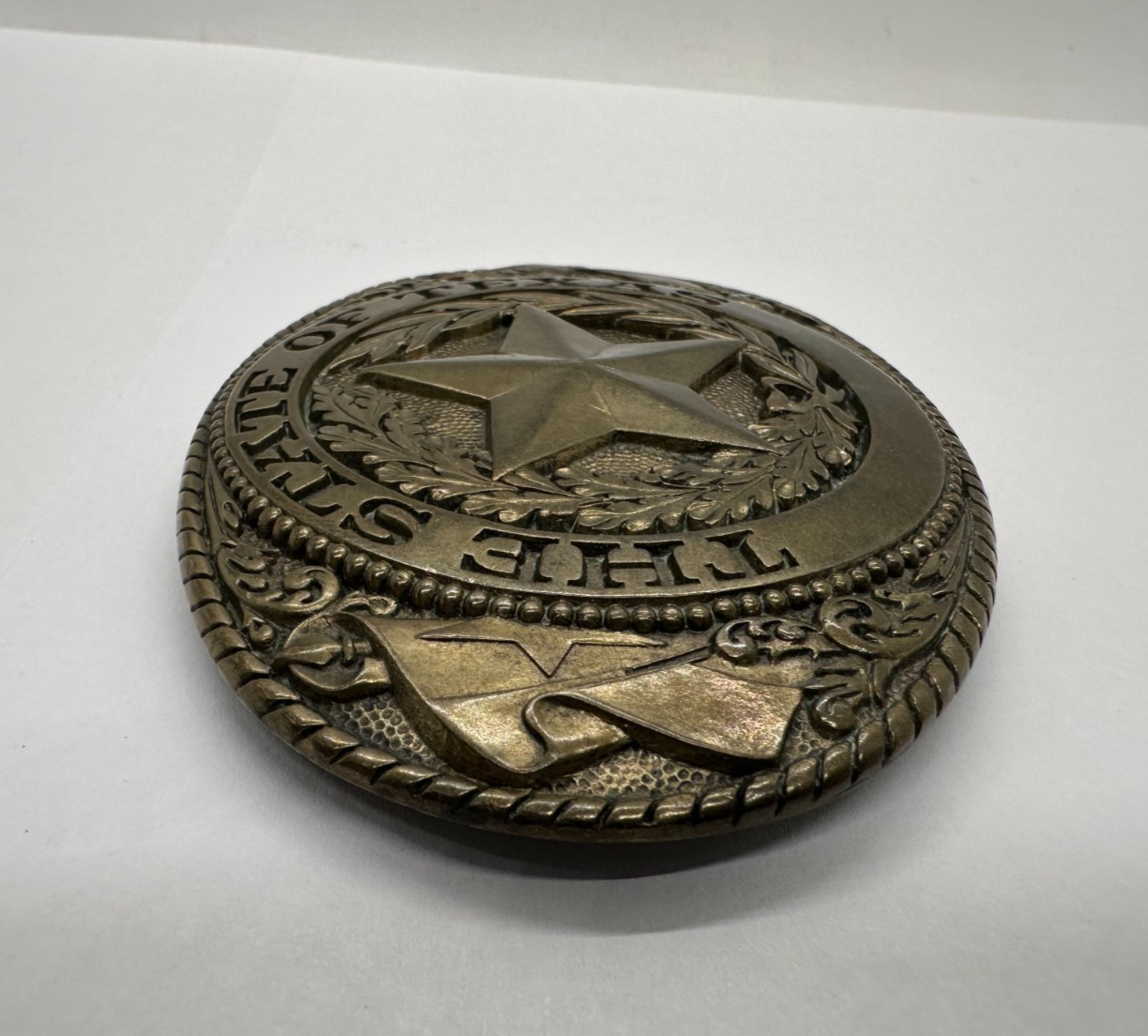 VTG Tony Lama Texas State Series Belt Buckle Solid Brass Lone Star State SEAL