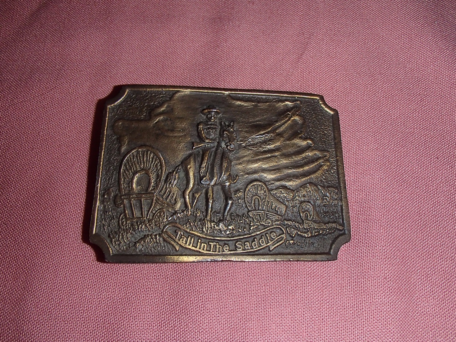 Belt Buckle Pioneer Cowboy Tall in the Saddle Brass Buckle Vintage