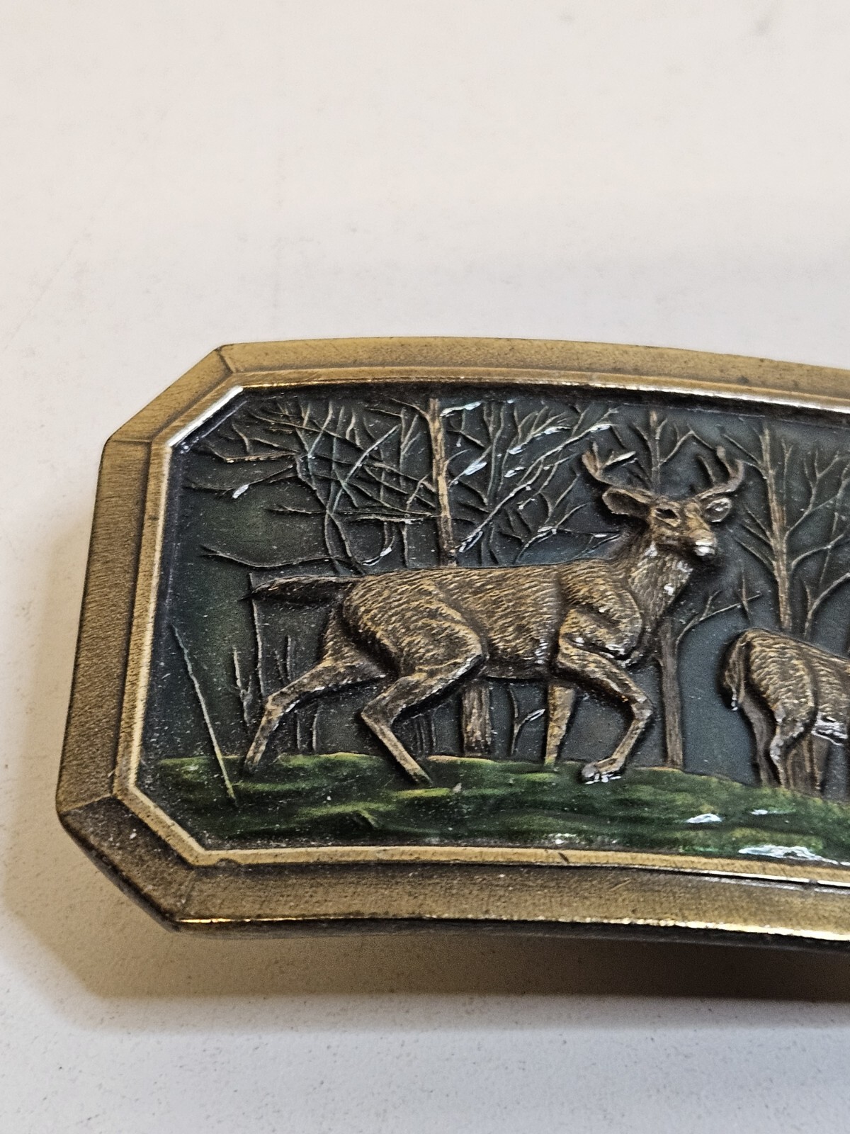 VTG Deer Hunting Belt Buckle 1976 Rectangle 3.25 By 2.25 in Number 520 Made USA