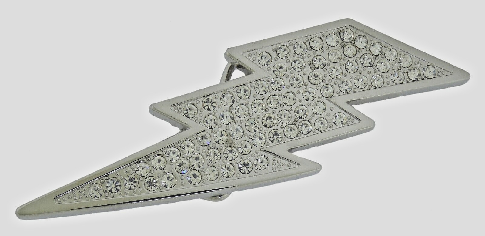 Mens Womens Flash Belt Buckle Rhinestone Silver Metal Fashion New Lightning Bolt