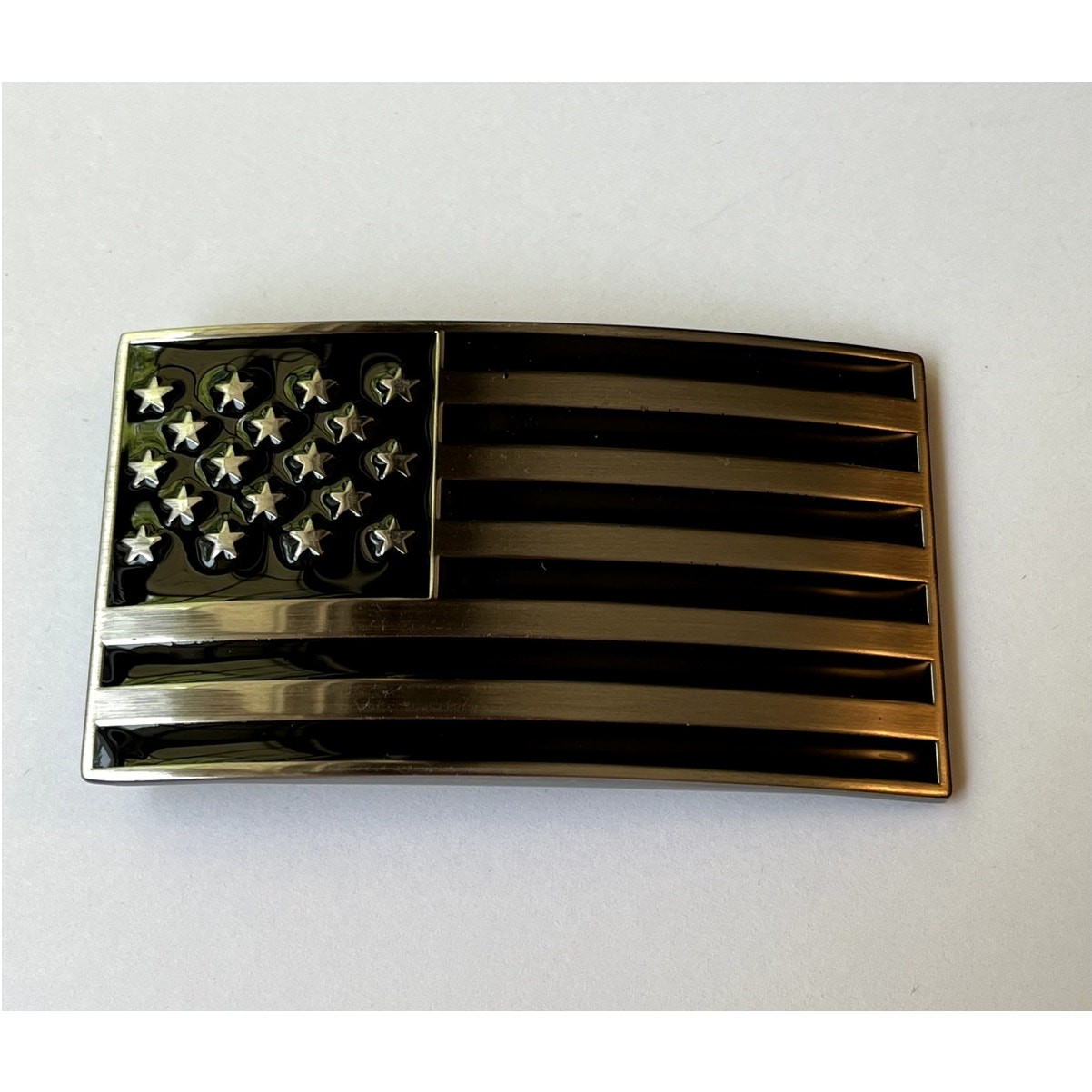Silver and Black American Flag USA United States Belt Buckle