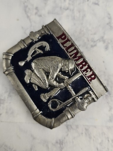 Vintage 1991 C & J Inc Plumber Color Belt Buckle – Missing Belt Loop