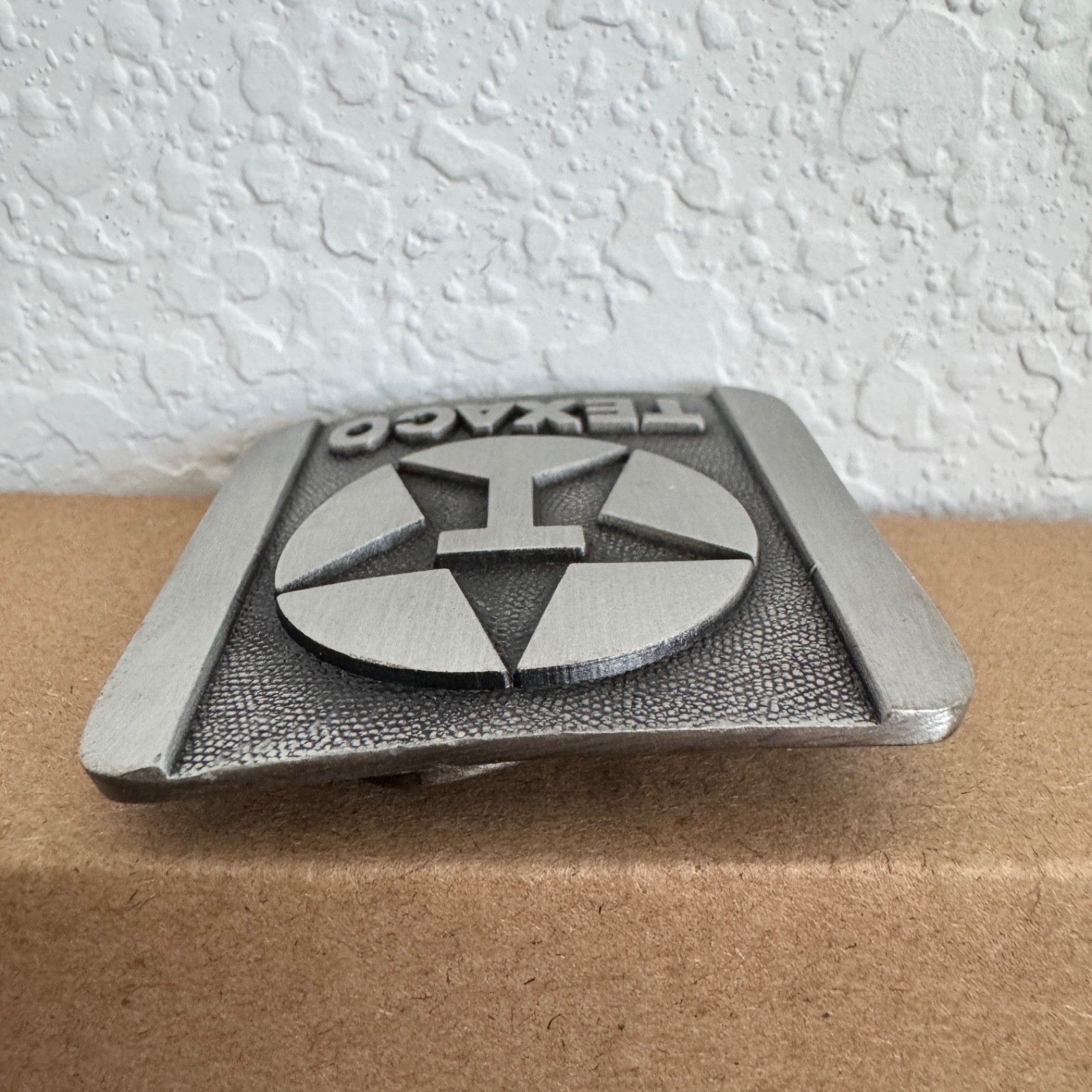 Vintage Texaco 1983 Pewter Belt Buckle Circle Star Logo