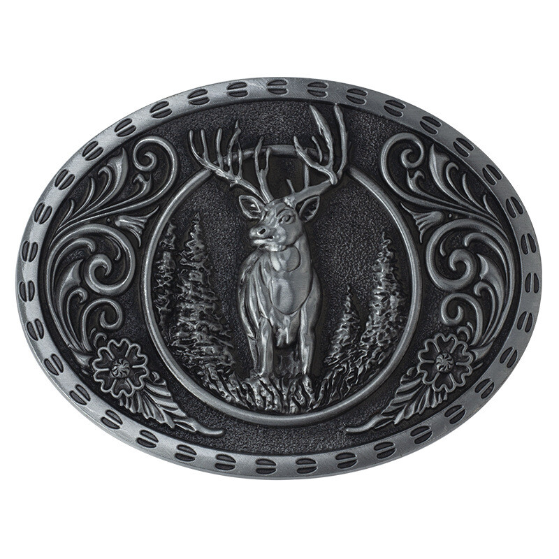Deer leather buckle Western cowboy motorcycle riding belt buckle