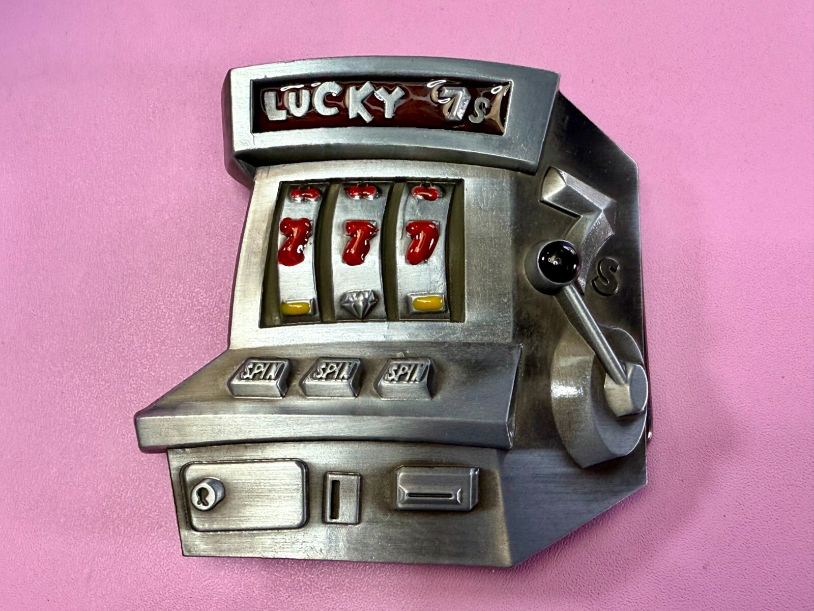 Jackpot Lucky Seven&rsquo;s Vegas Style Slot Machine Figural Gambling Belt Buckle