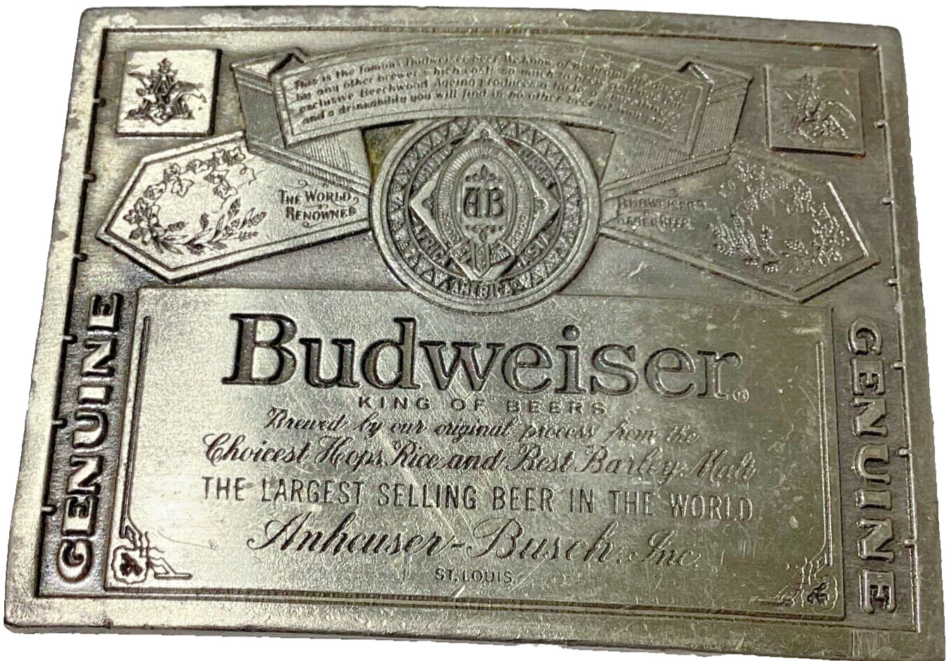 Budweiser Beer Anheuser Busch King Of Beers Vintage Lewis Belt Buckle