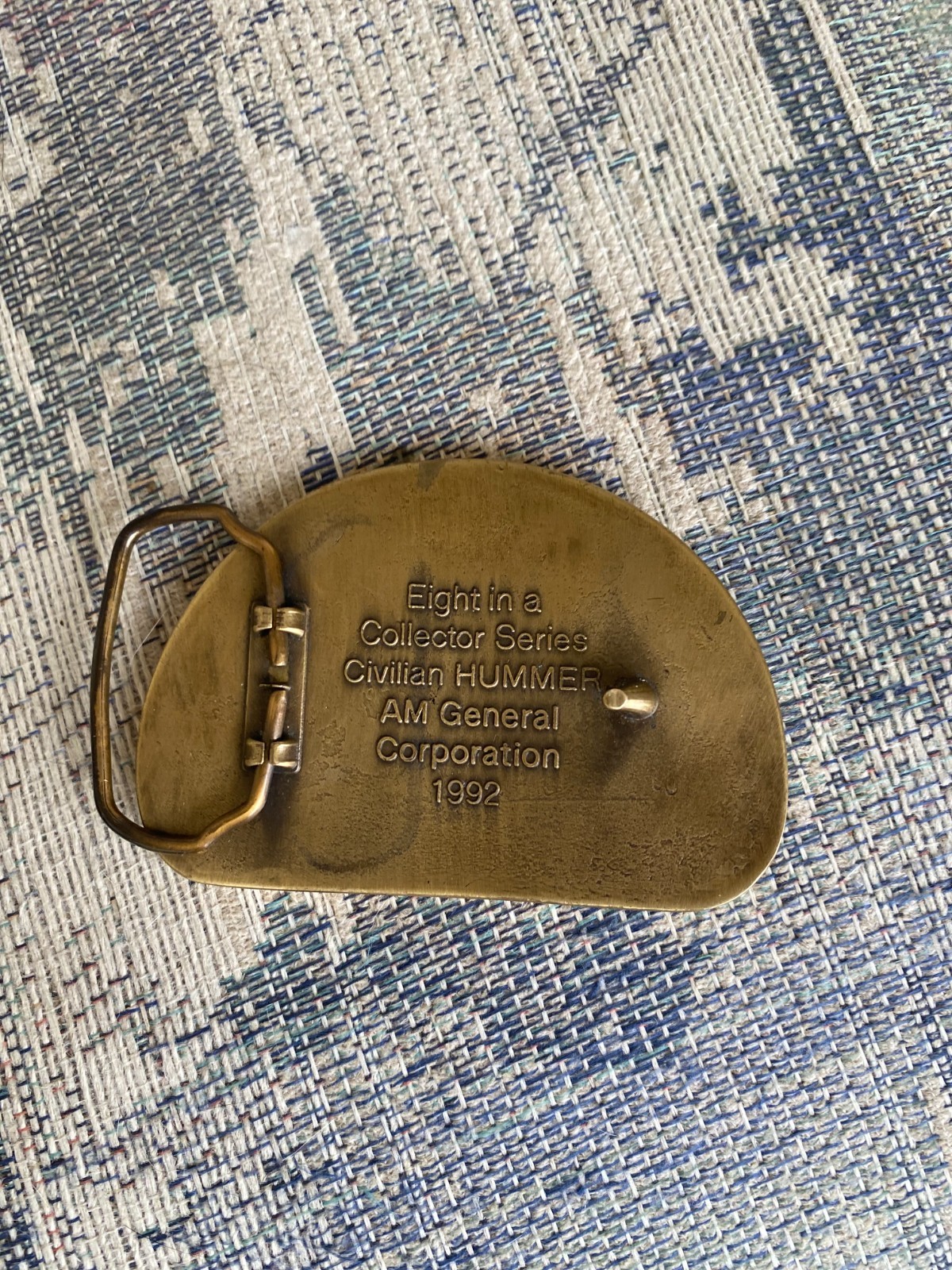 AM General Civilian Hummer Solid Brass Vintage Belt Buckle – 1992, NICE