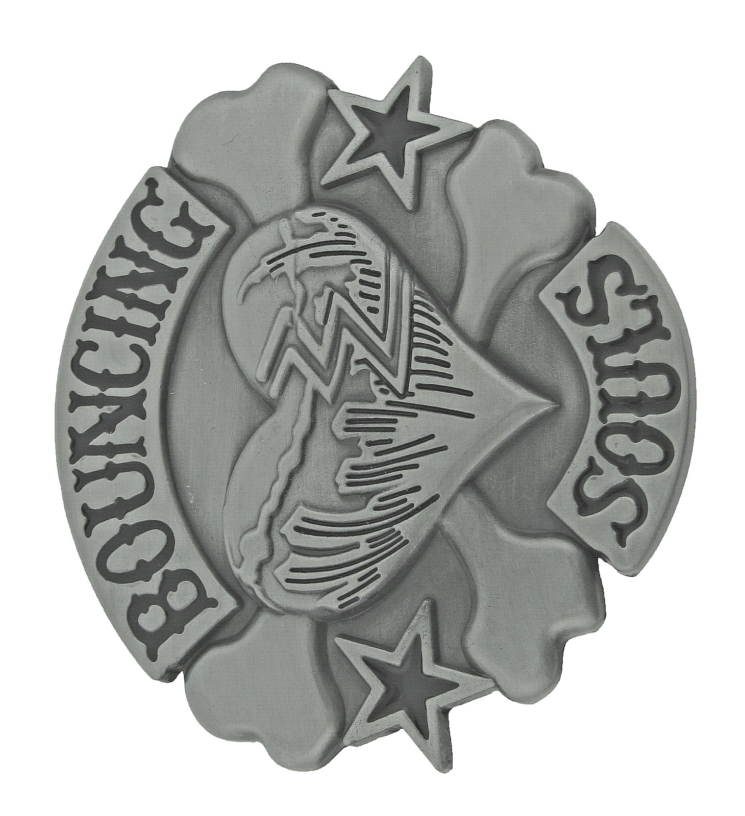 Skull Belt Buckle Bouncing Souls Heart Crossbones Gray Metal Tattoo Skeleton