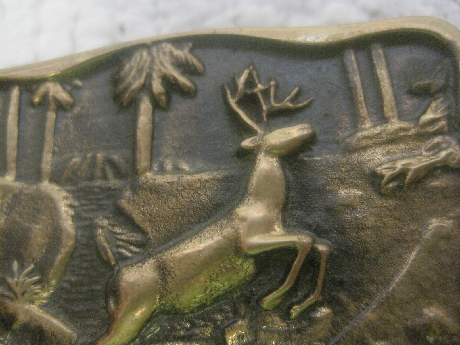 1980 BTS Whitetail Buck Deer Solid Brass Belt Buckle 2&Prime; x 1 3/8&Prime;