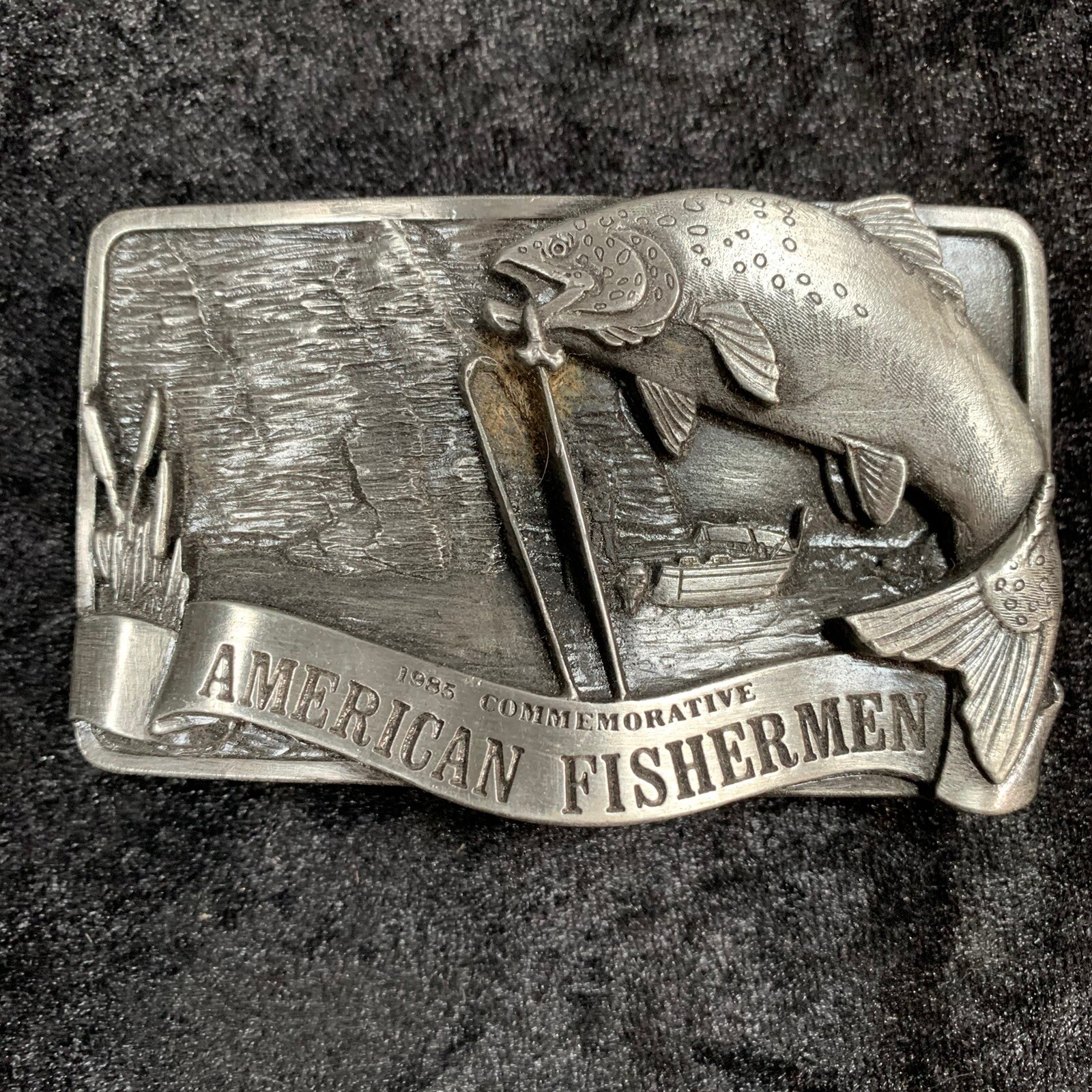Vtg Fishermen Belt Buckle #494 of 5000 Arroyo Grande American 1985 Commemorative
