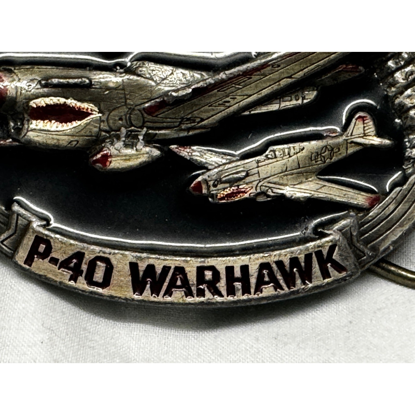 Vintage 1986 C+J Inc P-40 Warhawk Belt Buckle WWII Aviation Made in USA 1131