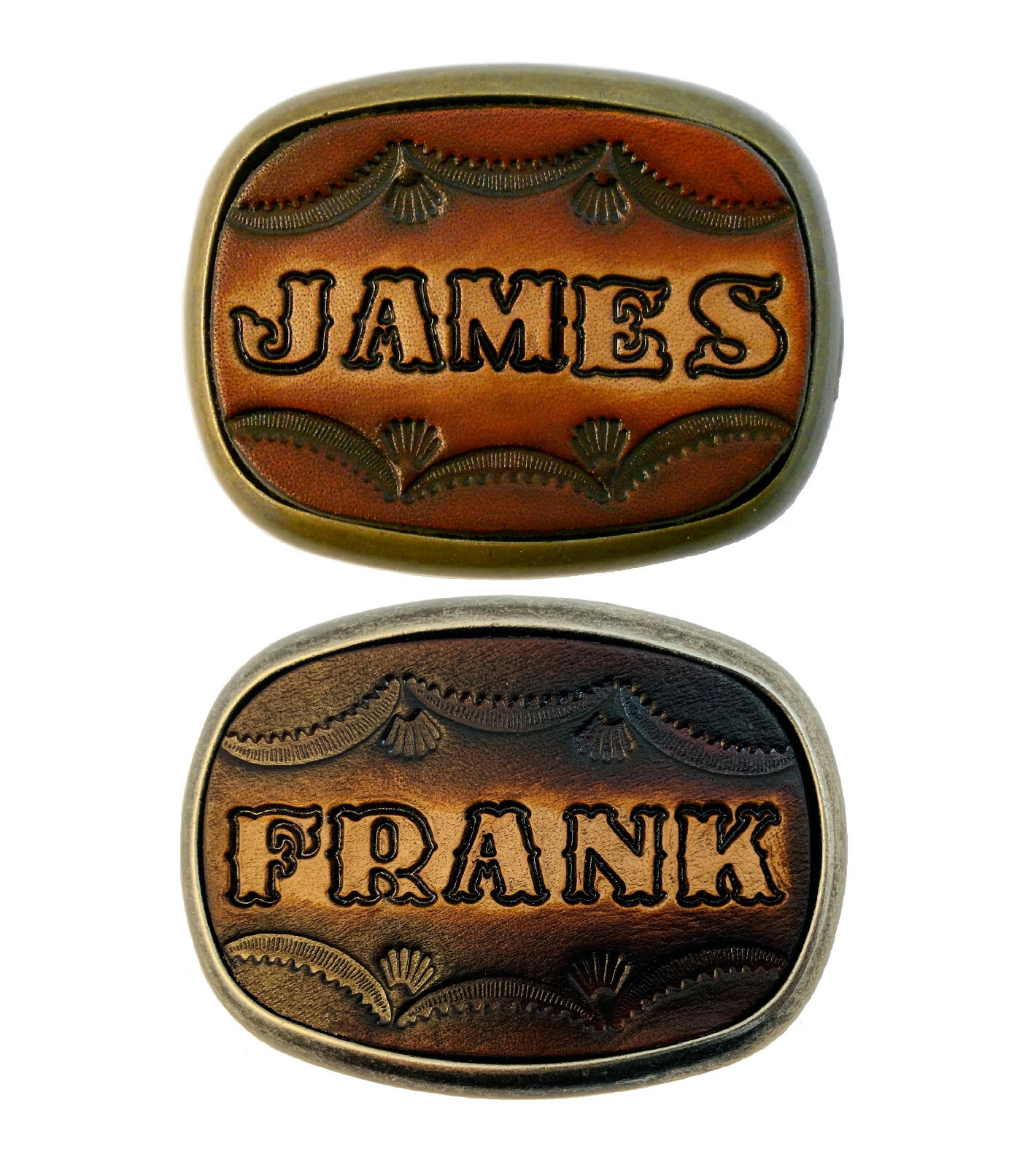 MADE to ORDER Custom Tooled Leather Belt Buckle, Names or Initials, 6 Letters