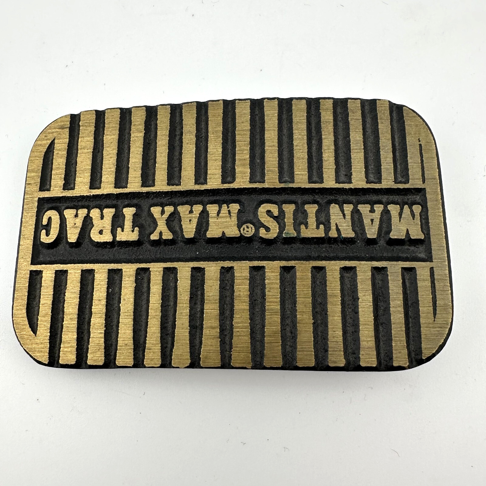 Mantis Max Trac DynaBuckle Solid Brushed Brass Belt Buckle USA Vintage 2 Inch