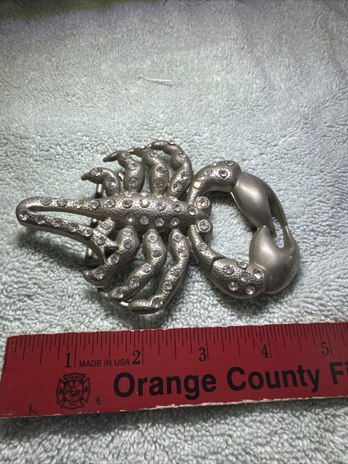 SCORPION Belt Buckle Metal JEWELED nickel/Brushed Silver color USA seller NOS
