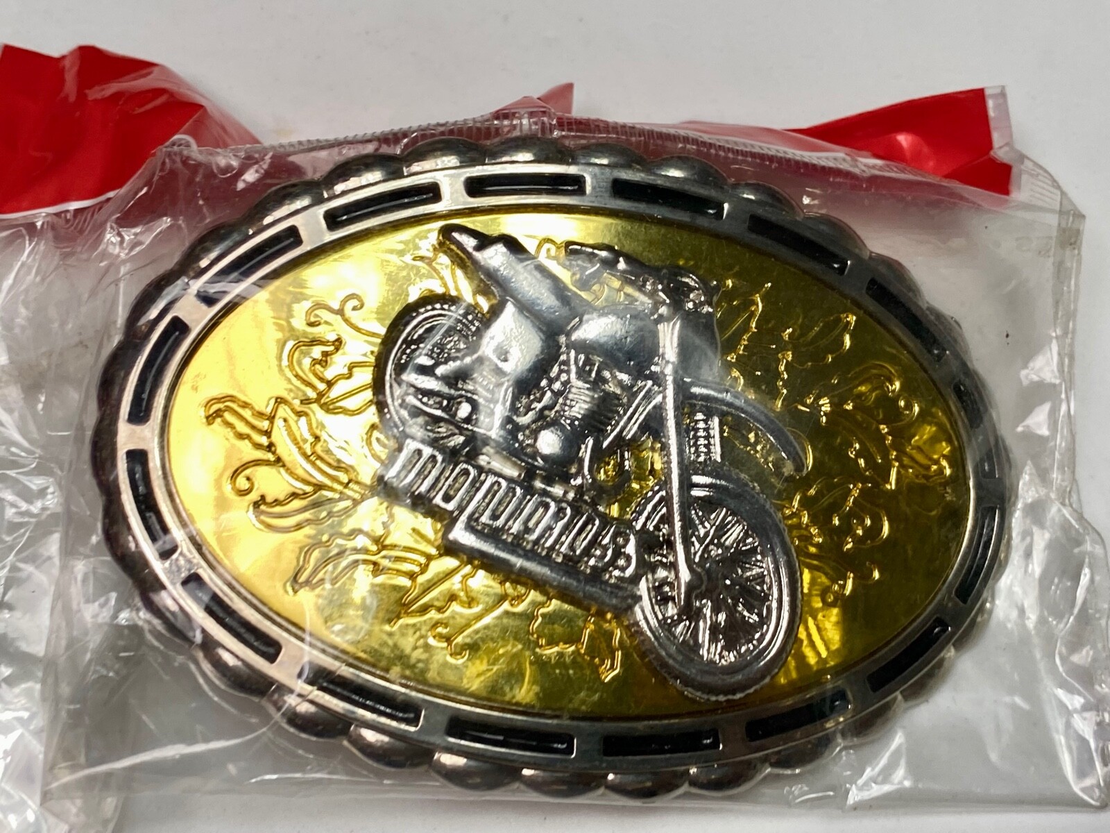 Motorcycle On Western Mixed Colors Belt Buckle In Packaging