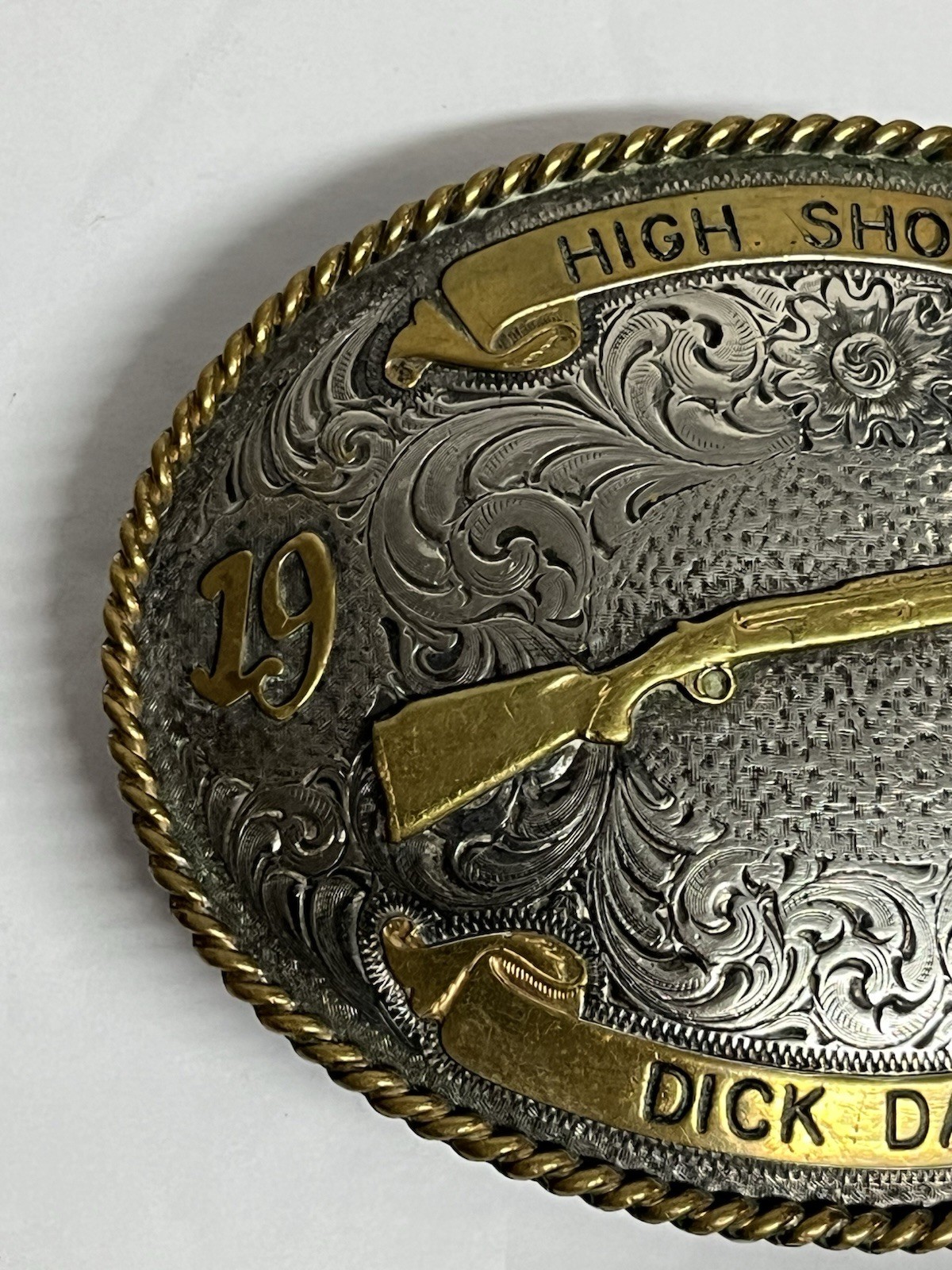Vintage 1987 Trophy Belt Buckle High Shotgun Montana Silversmith Dick Davis