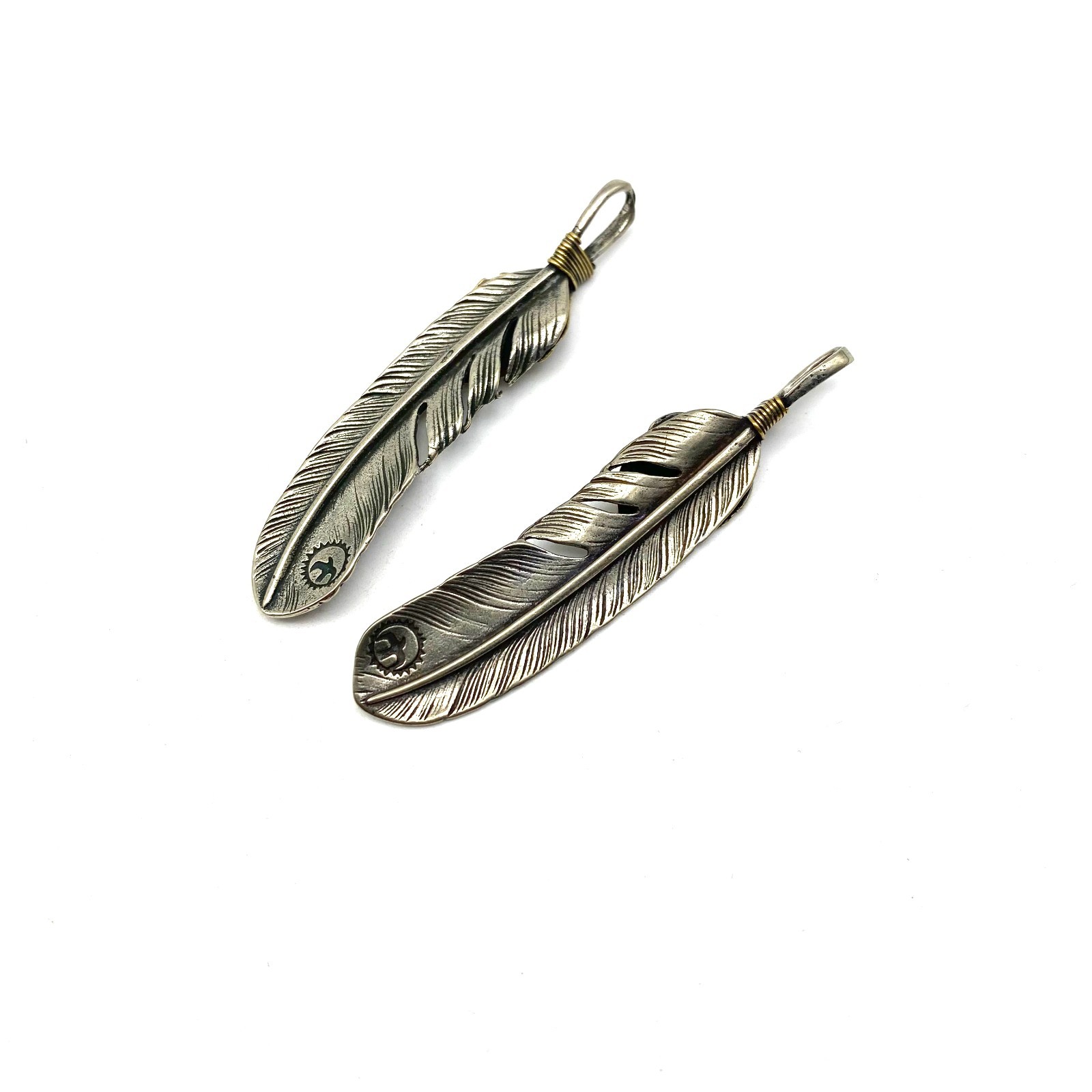 2pcs/Set Brass Charm Feathers Decoration Accessories Jewelry lot