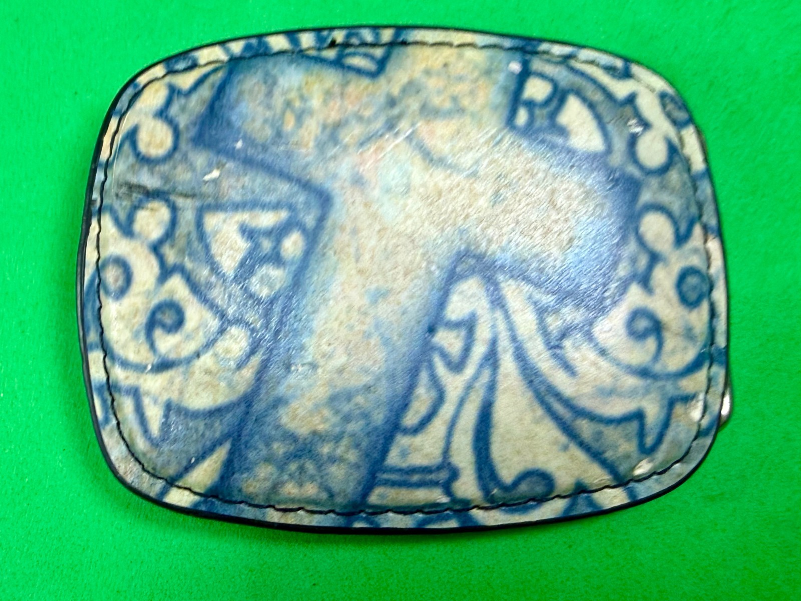 Large Cross Print Religious Christian Faith Symbol Leather On Metal Belt Buckle