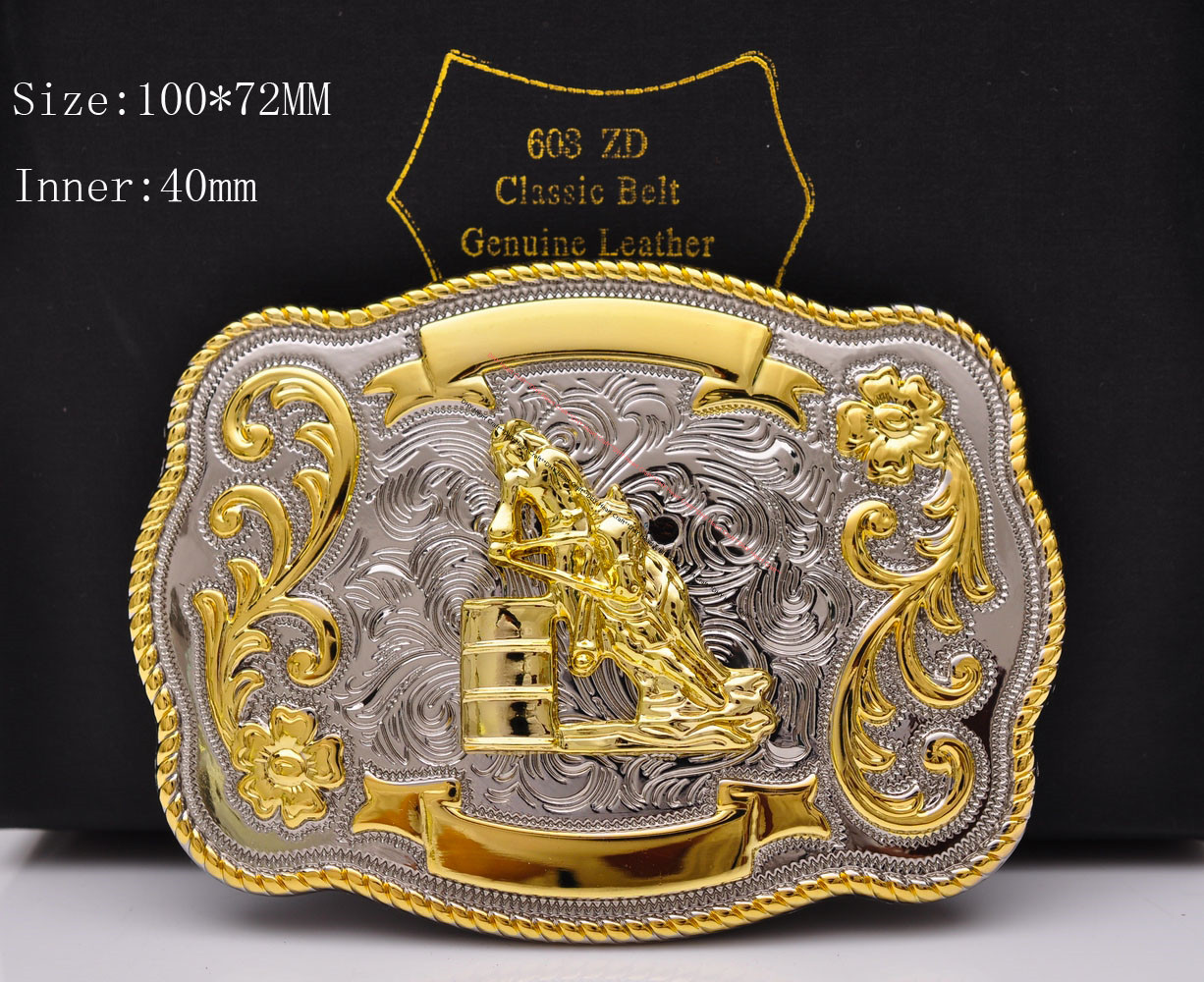 Texas Long Huge Ride Rodeo Cowboy Western Barrel Racing Gold Shine Belt Buckle