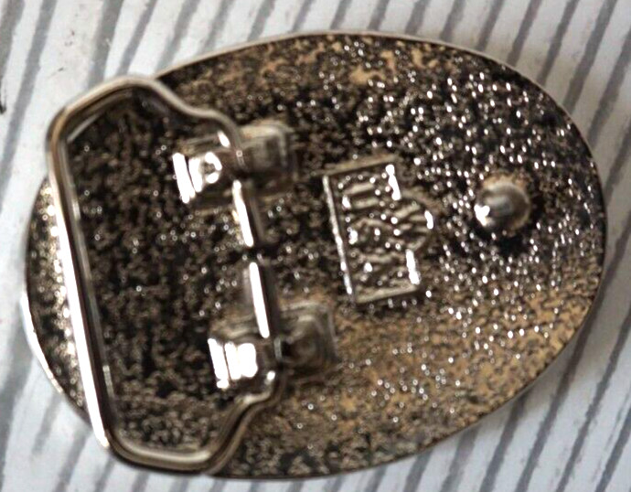 Vintage American Flying Eagle Oval Belt Buckle Etched Leaf USA Made Silver Tone
