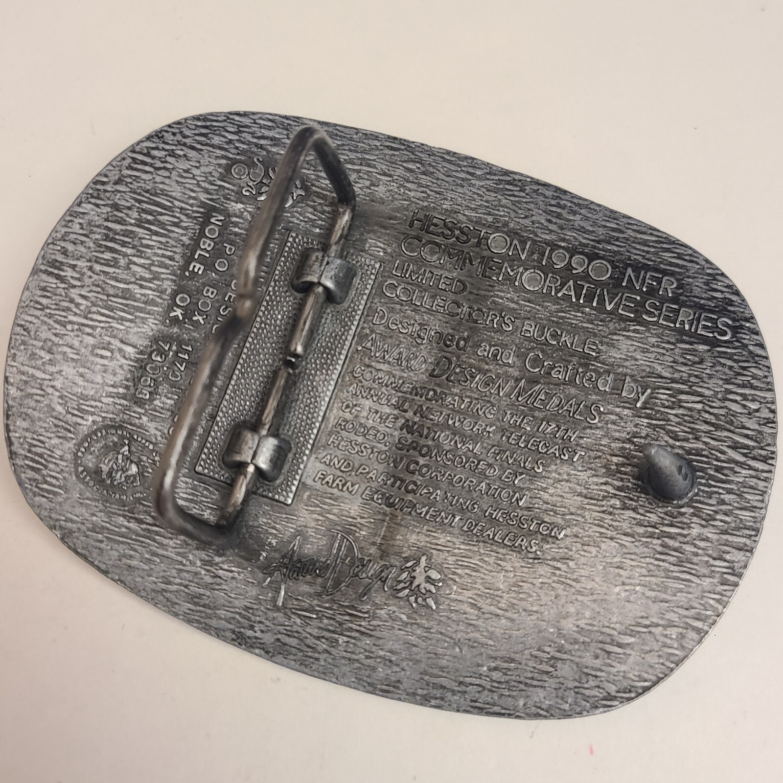 1990 National Finals Rodeo NFR Adult Size Belt Buckle Hesston Fiatagri
