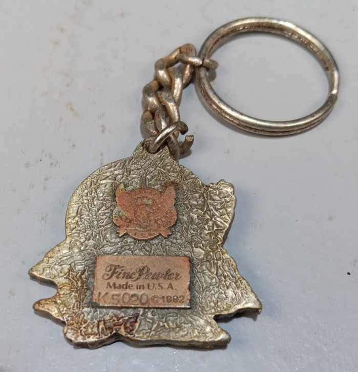 Vintage Great American Products Pewter Religious Keychain USA