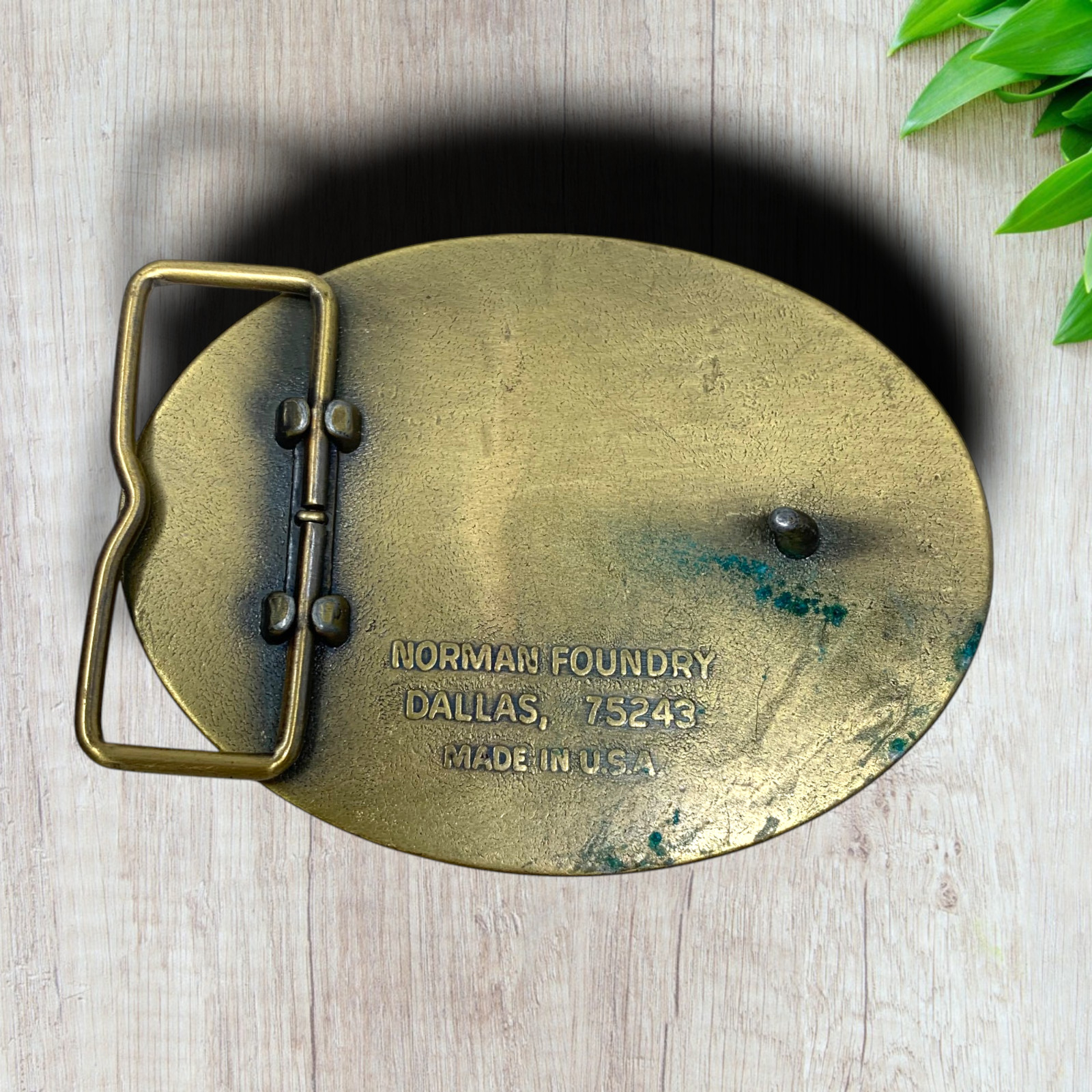Vtg Norman Foundry « NRA Gunowner & Proud Of It » Belt Buckle Solid Brass Dallas