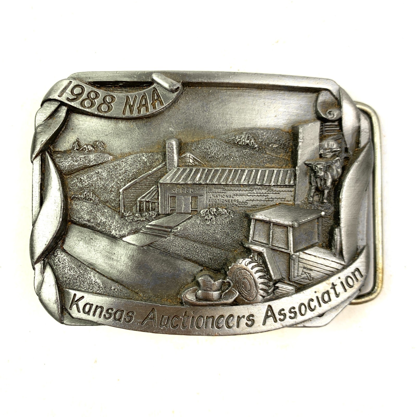 Kansas Auctioneers Association NAA Jane Gehring Metal Belt Buckle 1988 80/300
