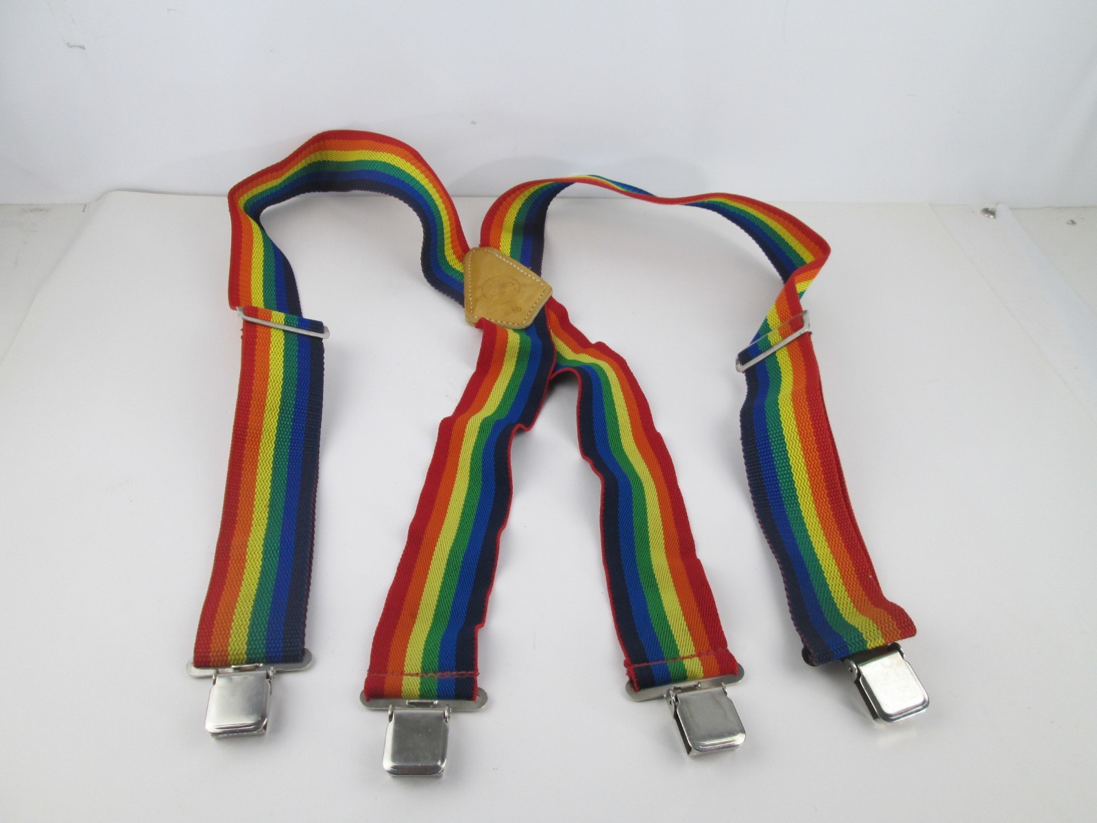 Vintage1980s Rainbow Colored Suspenders LGBTQ Pride Jural Made in USA