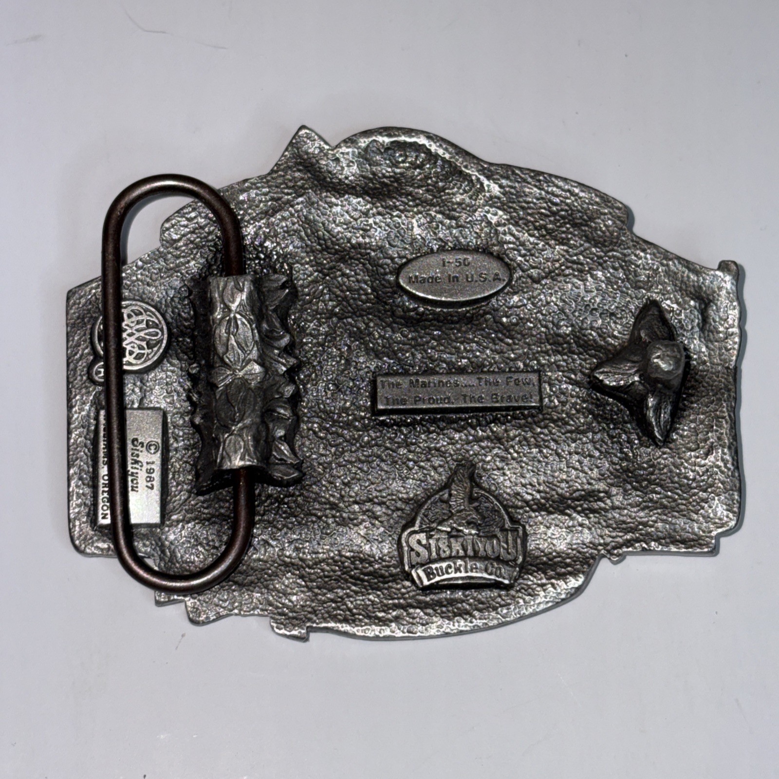 Vintage Siskiyou United States Marine Corps (cc 1987) 3&Prime; in Enameled Belt Buckle