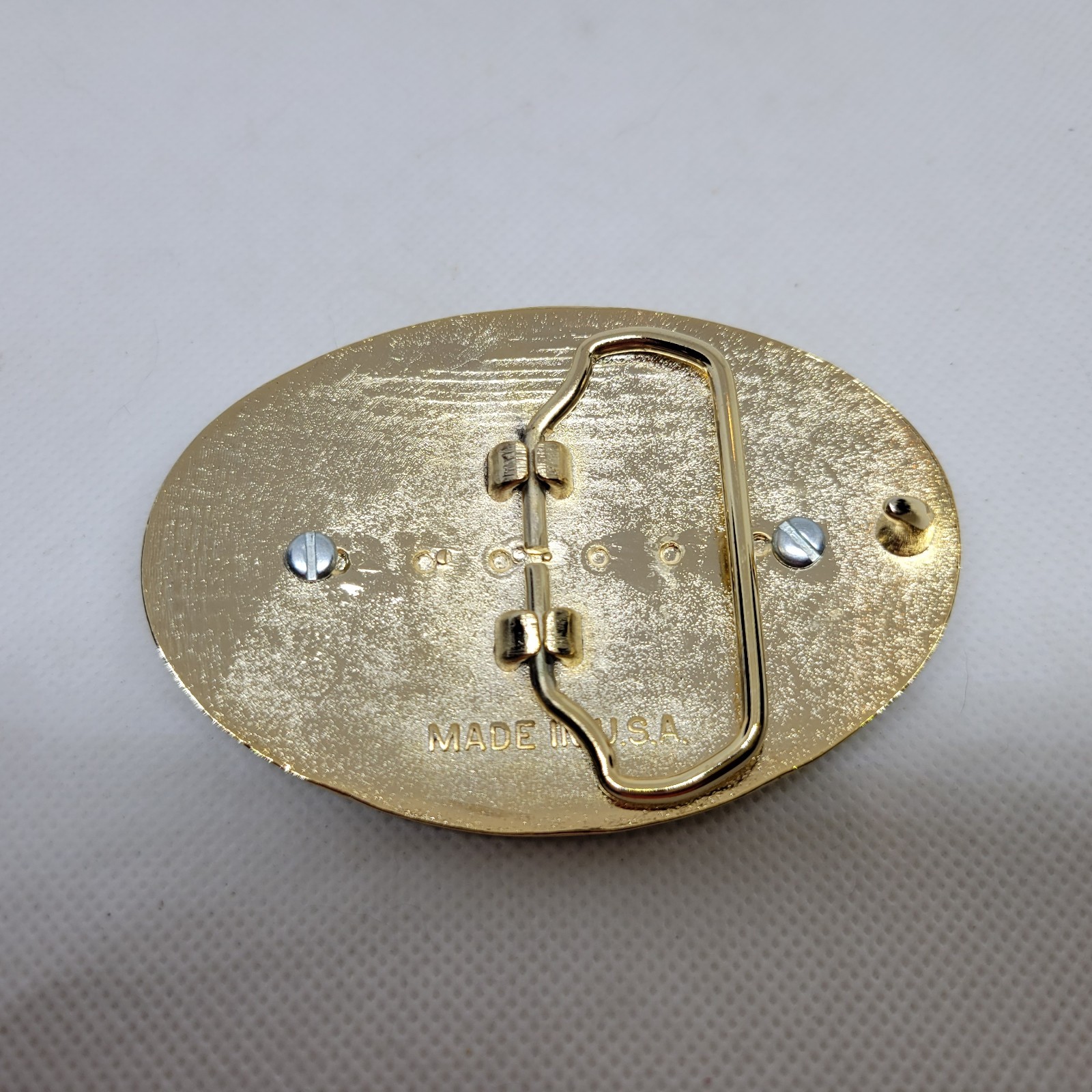 Vintage belt buckle WESTERN cowboy USA made Gem Stone Space with Bezel
