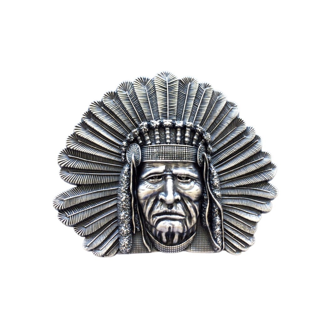 Vintage Silver Plated Chief Legend Western Belt Buckle Boucle de Ceinture