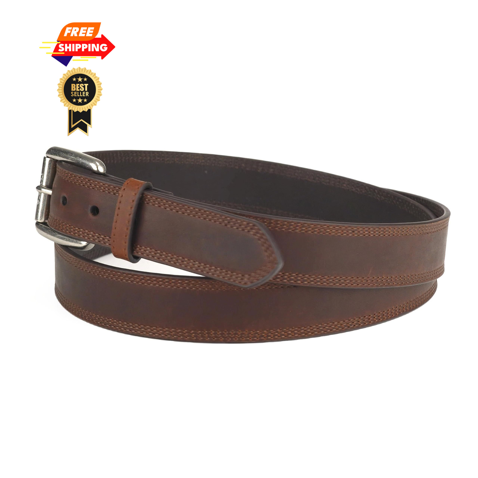 ARIAT Men&rsquo;s Copper Full-Grain Leather Belt with 34 (32-34&Prime; Waist),